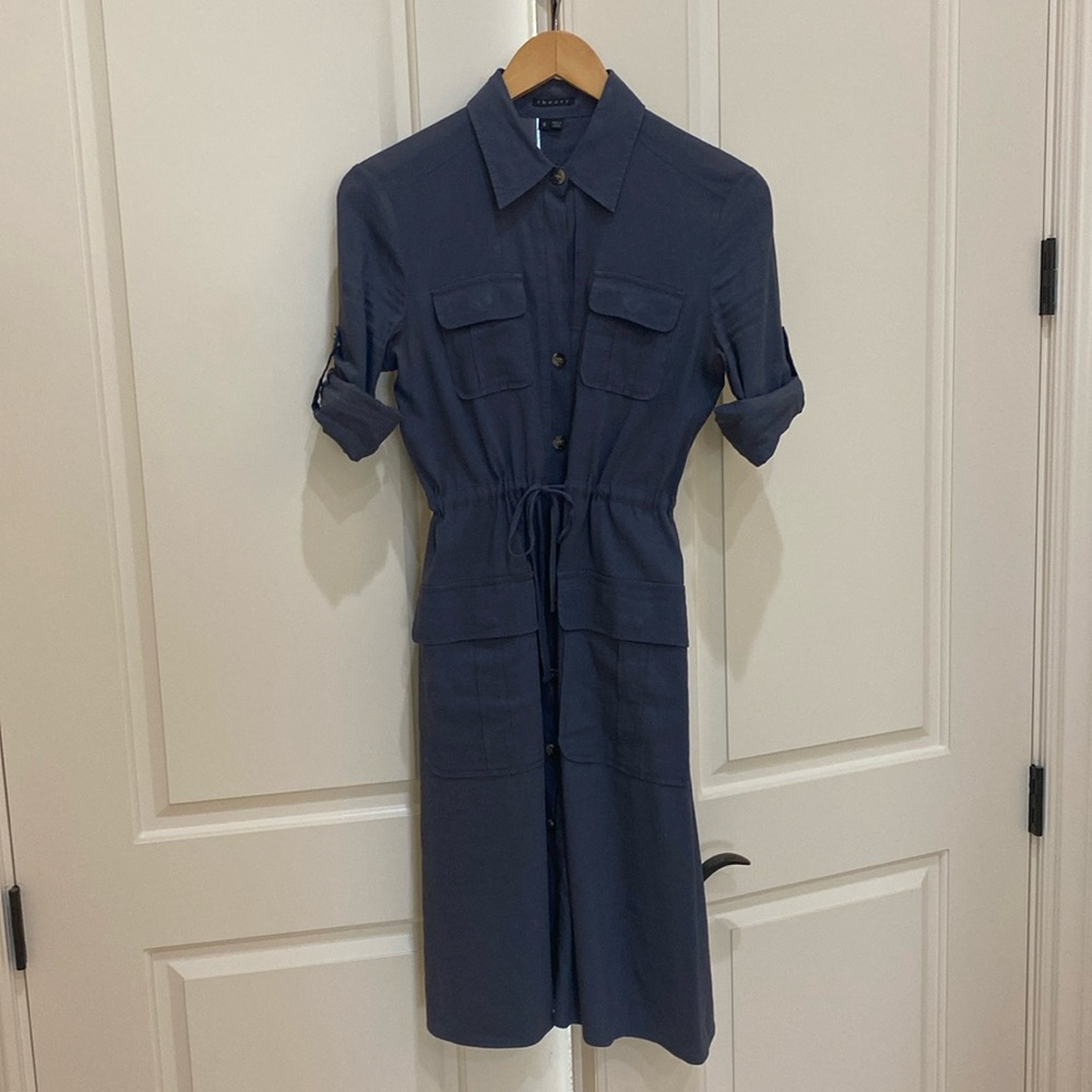 Theory, blue linen shirt dress size 6